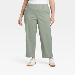 Women's High-Rise Straight Ankle Chino Pants - a New Day Olive Green 17